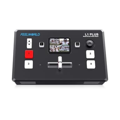 FEELWORLD L1 Plus Mélangeur vidéo Multi-caméras avec contrôleur PTZ Chroma Key 4 entrées HDMI Sortie USB3.0 Format d'écran Tactile de 2 Pouces Production en Direct Temps Réel