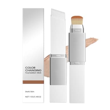 AYVRUOP Fond de Teint Stick Auto-Ajustant avec Pinceau - Maquillage 2-en-1 Hydratant à Couverture Modulable - Longue Tenue Résistant à l'Eau (Peau Foncée)