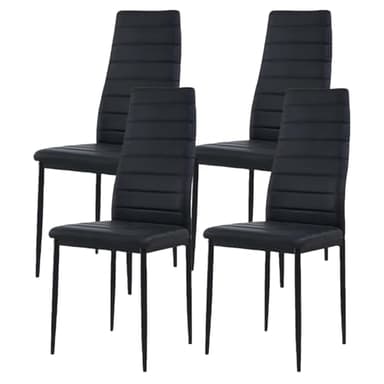 ZZINOKE Lot de 4 Chaises de Salle à Manger, avec Coussin, Testé SGS, Dossier Haut, Imperméable, Chaise de Cuisine, Chaise Salle a Manger, Noir