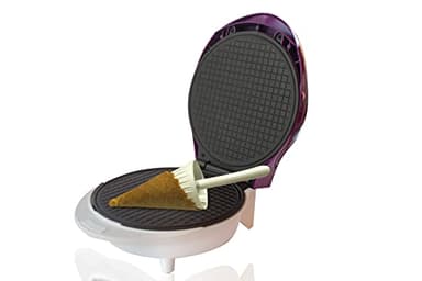 BEHOME Machine à Cônes Crème Glacée plaque anti-adhésive pour dosettes 1000 W moule cône inclus pieds antidérapants, Violet et blanc