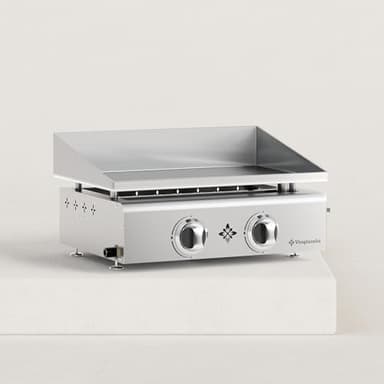 Plancha gaz Flamenco 2 feux inox Excellent rapport qualité/prix Plaque inox massif 6 mm d'épaisseur Plaque de cuisson de 53 x 35 cm