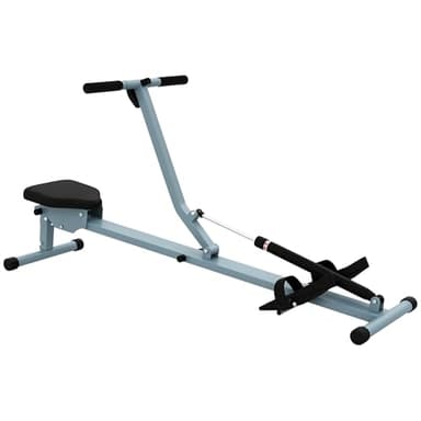 HOMCOM Rameur hydraulique à 12 niveaux de résistance, rameur d'appartement avec écran LCD, pédale antidérapante, charge 100 kg, pour maison, salle de gym, l'équipement d'entraînement d'intérieur, noir