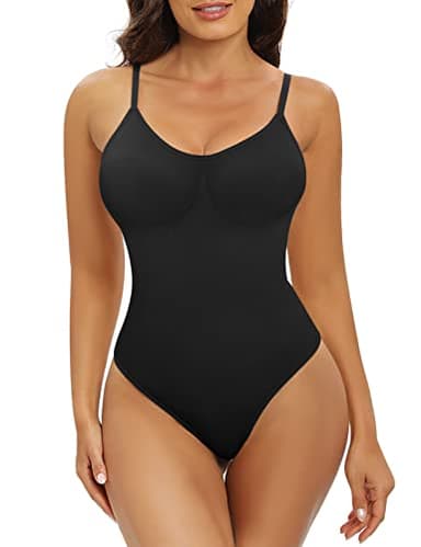 Tuopuda Body Gainant Femme Ventre Plat Bodysuit Sculptant Minceur Shapewear Gaine Amincissante Invisible Corset Corps Shaper Spaghetti Strap Lingerie Camisole, Noir, M