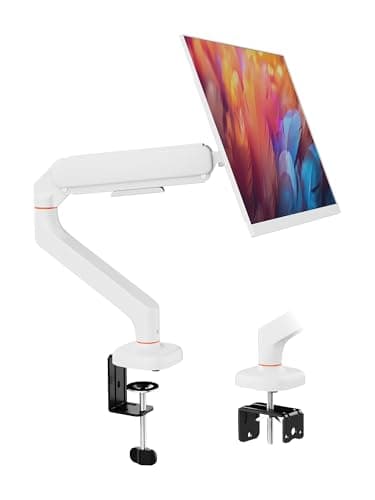 Ibergrif Bras Écran PC pour Moniteur 13-32 Pouces, Support Écran Ergonomique à Ressort à Gaz, Réglable en Hauteur, Inclinable, Pivotant, Rotatif avec Gestion des Câbles, VESA 75/100mm, MA001W -Blanc