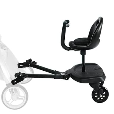 Planche de Poussette Universelle,Vihir Planches À Roulettes Pour Bébé, Buggy Board avec Siège, Adaptée Aux Enfants De 2 À 6 Ans, Avec Accoudoirs et Dossier, Démontage en un Clic