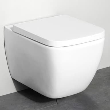 AM.PM Gem – WC suspendu, WC mural sans rebord en céramique avec système d'abaissement automatique, toilettes suspendues, flash Clean, cuvette WC, blanc, 50 cm de long