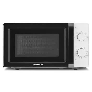 MEDION Four Micro Onde (20L, 700 W, 5 niveaux de puissance, mode décongeler, petit et facile à utiliser et nettoyage, MD11475) blanc
