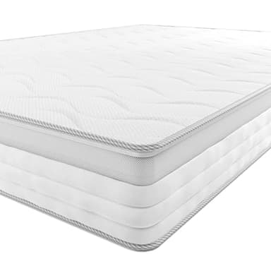 Amazon Basics Matelas 7 zones à ressorts ensachés, Moyenne ferme (H3), 140 x 200 x 21.5 cm, Blanc