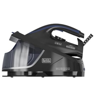 Black+Decker – Centre de repassage compact| Léger|Réservoir 1,5 l| Jet de vapeur 400 g/min| Pointe de précision| Semelle en céramique| Autonettoyant| Anti-calcaire| Mode ECO| Design ergonomique