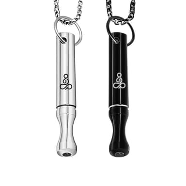 HotoPink Ensemble de 2 Colliers Portables de Pleine Conscience, Collier de Respiration en Acier Inoxydable, Collier Portable avec Sifflet Anti-Stress pour Yoga et Méditation, Soulagement de l'Anxiété