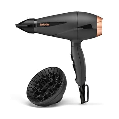 BaByliss Sèche-cheveux Smooth Pro - Sèche-cheveux puissant de 2100W, Fabriqué en Italie, Technologie ionique anti-frisottis, 3 réglages de température et 2 réglages de vitesse, Noir, 6709DE
