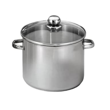 BAUMALU - Marmite Traiteur en Acier Inoxydable - Couvercle Verre, Trou Vapeur, Poignées Métal - Tous Feux dont Induction - Triple Fond Diffuseur - Ø24cm, 9L, Argenté