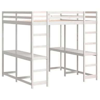 vidaXL Lit superposé et Bureau et échelle 160x200cm Bois de pin Massif, lit intermédiaire, lit Mezzanine avec échelle, lit Mezzanine pour Adolescent