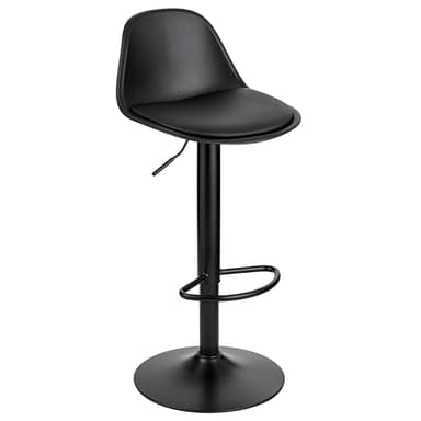 Baroni Home Tabouret de Bar pivotant avec Dossier et Coussin, Chaise Haute avec Hauteur réglable et Repose-Pieds, Fond Anti-Rayures, Salle à Manger, Restaurant, Bar, Noir, 1 pièce, 39x44x82-104 cm