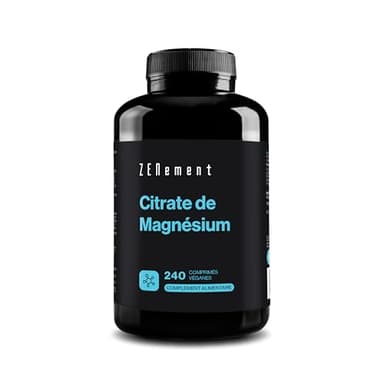 Magnésium, Hautement dosé: 360 mg de magnésium élémentaire, sous forme de Citrate de Magnésium | 240 Comprimés | Sommeil, Stress, Fatigue | Absorption Maximale & Assimilation Facilitée | Zenement