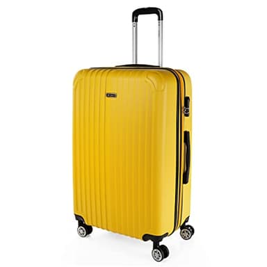 ITACA - Valise Grande Taille 23Kg Rigide Spacieuse XL pour Soute Avion Ultra Résistante Valise Extensible avec Cadenas À Combinaison Idéale pour Voyages Longs Et Moyens Séjours, Jaune
