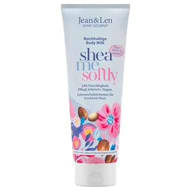 Jean & Len Lait Corporel Riche Beurre de Karité, Soin Intense pour Peaux Sèches, Hypoallergénique, sans Parabènes, Silicones, Huile Minérale ni Microplastique, Vegan, 250 ml