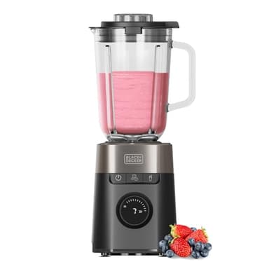 Black+Decker - Blender BXJB1201E 2200W | Carafe en Verre 2,2L | 8 Vitesses | 6 Lames en Acier Inoxydable | Fonction Pulse | Smoothie et Glace Pilée | Écran LED | Système de Sécurité