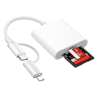 Loydia Lecteur Carte SD pour iPhone iPad, USB C & Lightning Adaptateur Carte SD pour Micro SD/SD, Lecteurs Carte Mémoire Externes pour iPhone iPad Macbook Samsung Caméra