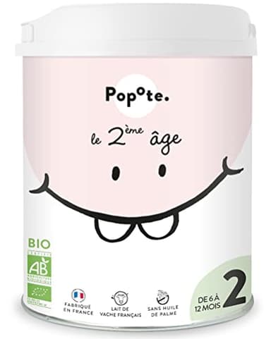 POPOTE - Lait Infantile 2eme Âge Bio 800 g En Poudre Dès 6 Mois - Formule complète et équilibrée - Avec des Protéines, DHA et Vitamines - Format Refermable Pratique - Préparation Facile