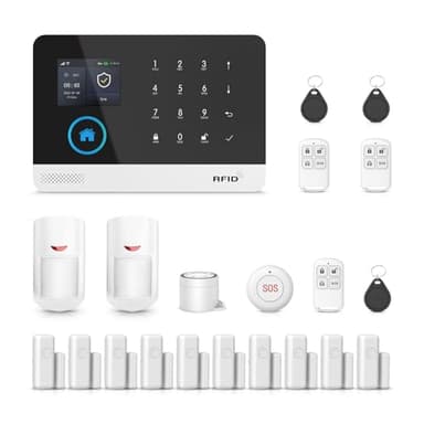 XNY Kit Système d'alarme Maison 4G - 21 pièces - Alarme Maison sans Fil Intelligent WiFi avec APP - Détecteur de Mouvement 33lb Immunité Animaux, Télécommandes, Capteur de Fenêtre et de Porte, Sirène
