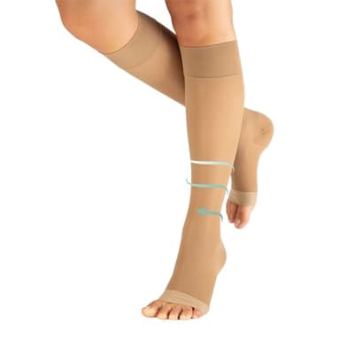 CALZITALY PACK 1/2 Mi-Bas de Soutien avec Compression Graduée Forte 18-22 mm/Hg sans Pointe | Mi-Bas Pointe Ouverte Médical | 140 DEN | Made in Italy (Naturel, S/M)