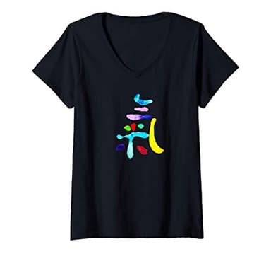 Femme Qigong, Tai Chi T-Shirt avec Col en V