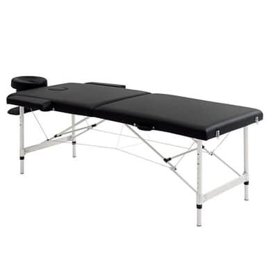 HOMCOM Table de Massage Pliante cosmétique lit de Massage Portable Charge Max. 225 Kg Hauteur réglable Cadre en Alliage d'aluminium Noir
