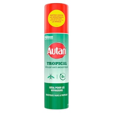 Autan Tropical Aérosol - Répulsif Moustiques Tigres et Tropicaux - Jusqu'à 8H de Protection - 1 Aerosol, 100ml
