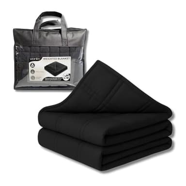 Vonia Couverture Lestée 7kg – 150x200 cm - Couverture Pondérée Relaxante et Calmante - Couette Lestée pour Sommeil Réparateur - Idéal pour Adultes (Noir)