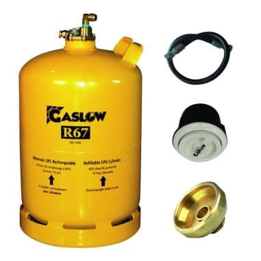 Gaslow Pack Bouteille GPL Rechargeable 11kg + Lyre + Boîte de Transfert Blanc + Adaptateur FR/IT