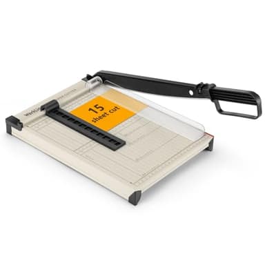 WORKLION Coupe-papier Guillotine A4 – Massicot robuste avec protection de sécurité, capacité de 15 feuilles, coupe guillotine de précision pour couper du papier, des cartes, des photos, du vinyle et