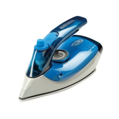 BLACK+DECKER BXIR1000E - Fer à repasser de voyage | 1000 W | Double tension : 120 V et 240 V | Débit vapeur 50 g/min | Vapeur continue à 20 g/min | Acier inoxydable | Bleu