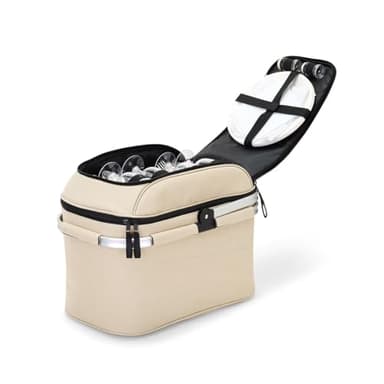 Livoo – Panier Pique-Nique 4 Personnes SEP117C – 23L, 600D, 29 Accessoires Inclus, Beige