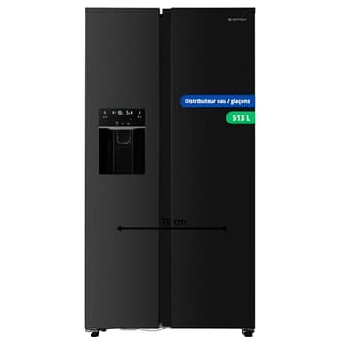 GEDTECH Réfrigérateur Américain GSBSA513DX Side by Side 513L - Distributeur d'eau et machine à glaçons automatique