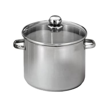 BAUMALU - Marmite Traiteur en Acier Inoxydable - Couvercle Verre, Trou Vapeur, Poignées Métal - Tous Feux dont Induction - Triple Fond Diffuseur - Ø26cm, 11L, Argente