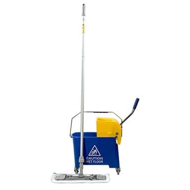 UNGER 79078 Kit de Nettoyage de Sol Professionnel (avec Seau Double 15 l, serpillère en Microfibre et Support de Rabat Plat)