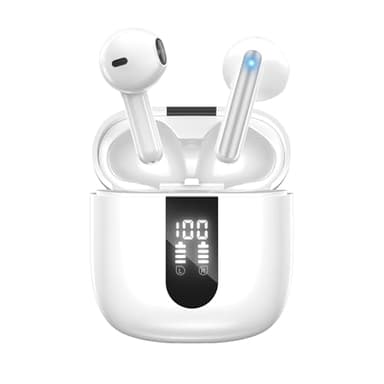 JBES Ecouteurs Bluetooth sans Fil, Écouteurs sans Fil Bluetooth 5.4, 6 Micro ENC Anti Bruit, Basses Puissantes, 60H de Lecture, étanchéité IP5, Oreillette pour iphone Android (Blanc Neige)