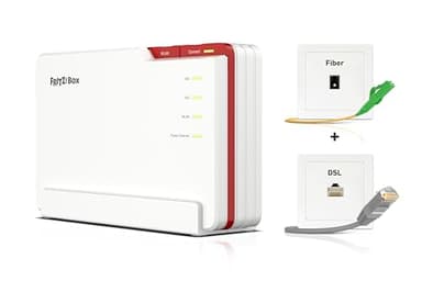 AVM Fritz!Box 5690 Pro (routeur Wi-FI 7 Premium avec tribande (2,4 GHz, 5 GHz, 6 GHz) jusqu'à 18,5 Gbit/s, pour Fibre Optique et Ports DSL, Maille Wi-FI, Base DECT, Version Allemande)