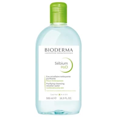 BIODERMA Sébium H2O – Eau micellaire dermatologique – Nettoie, démaquille et purifie – Limite la sécrétion de sébum – Peaux mixtes à grasses – Prescrite par des dermatologues – Flacon 500 ml