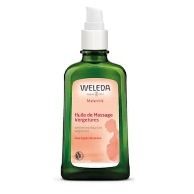 WELEDA - Huile de Massage Vergetures - Prévient et réduit l'apparition des vergetures - Pour femmes enceintes et allaitantes - NATRUE - Vegan - 100 ml