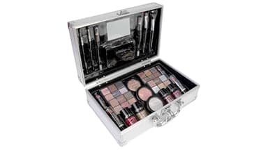 bonvoyage, Coffret Maquillage Femme, Inclut Rouge à Lèvres, Ombres à Paupières, Blush, Vernis à Ongles, et Miroir, Mallette Métallique Portable et Légère, Bon Voyage