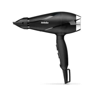 BaByliss Sèche-cheveux Shine Pro 2200 - 2200W, Technologie ionique, Technologie anti-frisottis, Diffuseur et concentrateur inclus, Fabriqué en Italie, Noir, 6713DE