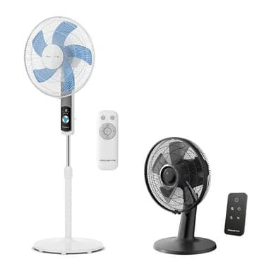 Rowenta Turbo Silence, Silencieux, Puissant, Ventilateur sur pied et Ventilateur table, Design durable, Écoénergétique, avec télécommande VU5650F0 et VU2750F0