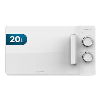 Cecotec Micro-ondes Proclean 3020 Flatbed. Capacité 20L, 700W, 6 niveaux, technologie 3DWave, gril halogène de 800W, design compact et moderne pour une cuisson parfaite et uniforme
