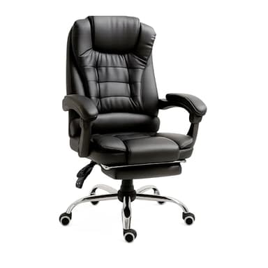 RMF Chaise de Bureau Ergonomique Professionnelle Inclinable, Chaise de Bureau Assise Confortable et Relaxante avec Repose-Pieds - Fauteuil Relax Pivotant Réglable en Hauteur Noir