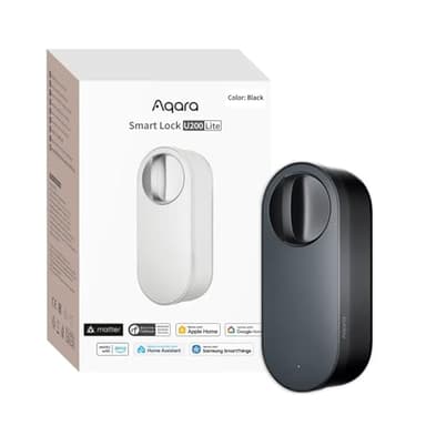 Aqara Serrure Connectée U200 Lite, Matter over Thread, Mode Silencieux, Auto-Verrouillage, Accès à Distance, Batterie Rechargeable, Compatible Apple Home, Home Assistant, Google Home, Alexa, Noir