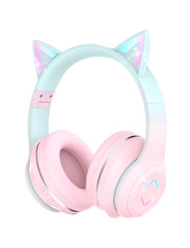 Xunpuls Casque Bluetooth pour Enfants sans Fil, Bluetooth 5.1 et Son stéréo, Pliable, Bandeau réglable, Casque pour Enfants avec Microphone Supra-auriculaire pour école/Tablette (Rose)