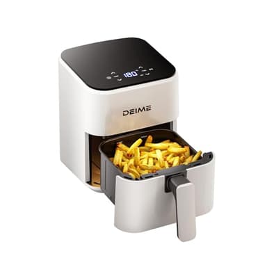 DEIME Air Fryer 2.5 L, Small Airfryer Digital Space Saving Compact, Bake, Reheat, Roasts for Quick Easy Meals, Mini Compact & Quiet, Nonstick & Dishwasher Safe Basket(White)