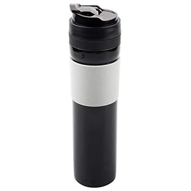 Machine à café Portable 350 ml Mini Machine à expresso Tenue à la main Caffe Machine à expresso Compact Manuel Cafetière Cafetière Brewer Travel Tumbler pour Home Office Travel Outdoor Black(Noir)